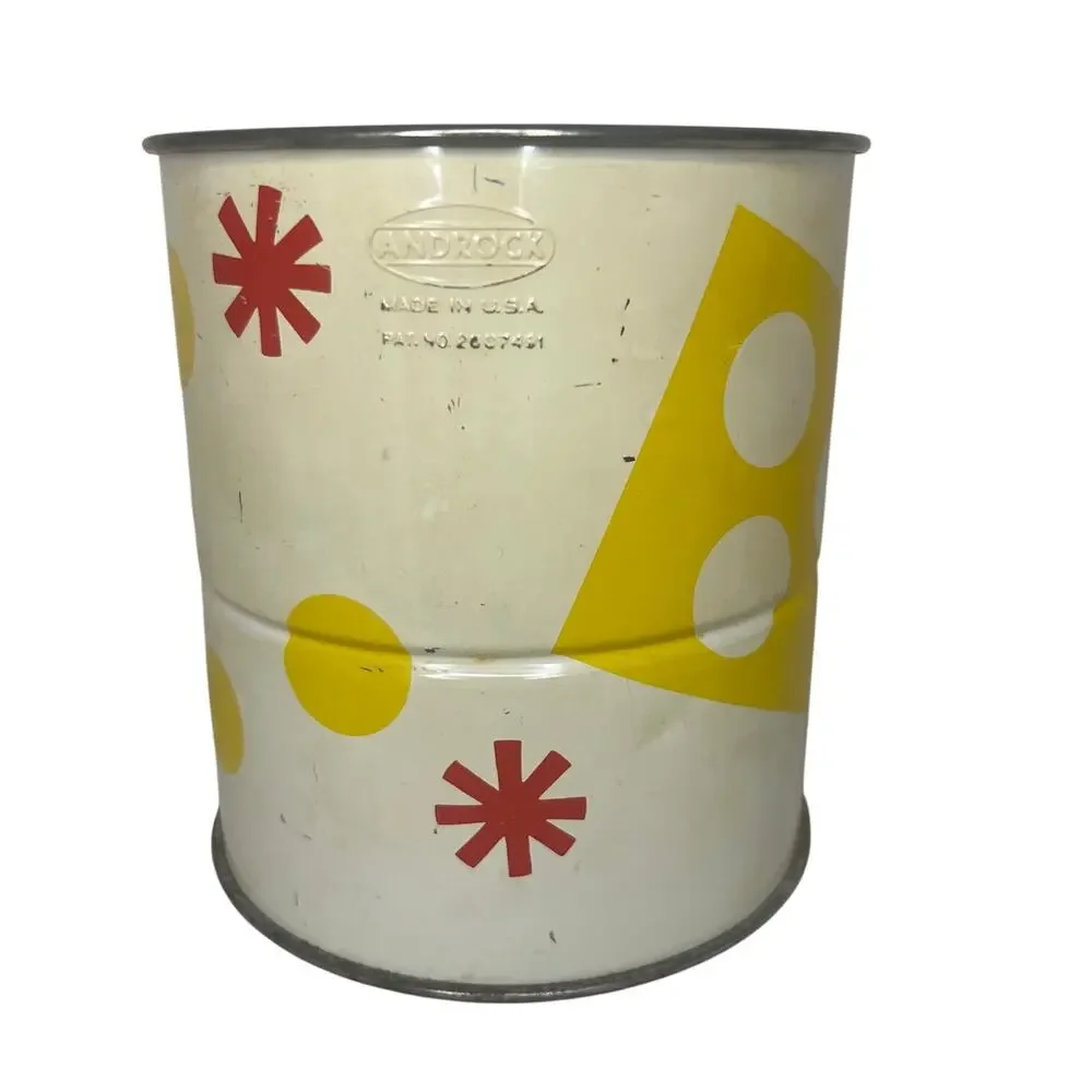 Vintage Mid Century Atomic Tin Metal Painted Flour Sifter Androck USA MCM